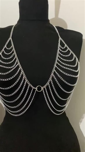 Silver Chain Body Top – Rave Outfit, Festival Jewelry