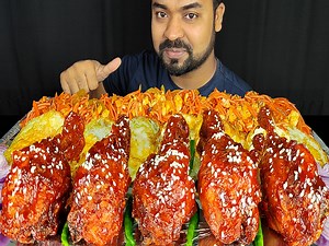 Korean Fried Chicken, Fried Eggs, Schezwan Noodles, Chili, Onion ASMR MUKBANG Eating Show | Food Vlog | | Live To EATT