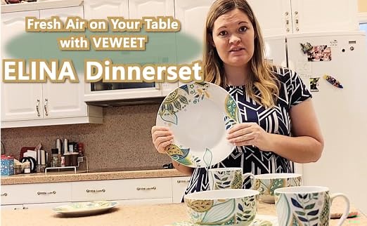 VEWEET white porcelain with leave patterns