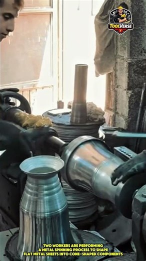 Metal Spinning Process Creating High-Precision Metal Cones #Industrialwork #Metalforming
