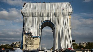 Why is the Arc de Triomphe covered in silver fabric?