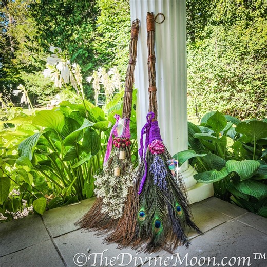 Life Size Crystal Altar Witch Broom / Besom, Protection, Warding, Altar Protection, Rainbow Aura Quartz, Jump the Broom, Halloween, Witch - Etsy