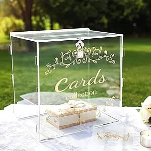 Acrylic Wedding Card Box with Lock, Gift Card Box for Wedding Reception, Card Box for Party Birthday Graduation Decorations