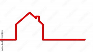 red line drawing house