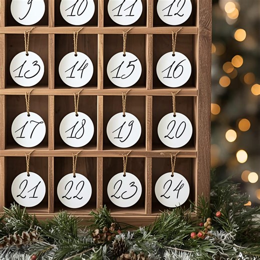 Advent Calendar Number Tags | Labels & Tags for Christmas Countdown | Editable Avery Canva Template - Etsy