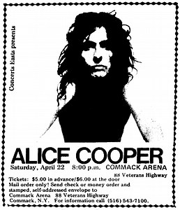 Apr 22, 1972: Alice Cooper at Commack Arena Commack, New York, United States | Concert Archives