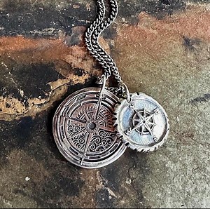 Silver Wind Rose Compass, La Vie Dansante Pendant, Wax Seal Jewelry - Etsy