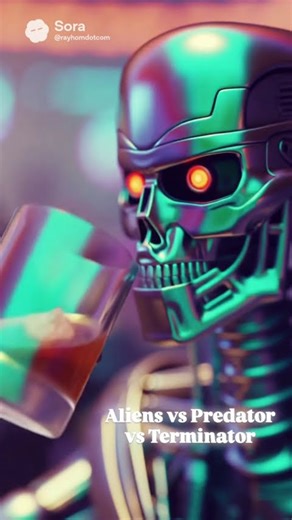 Alien vs Predator vs the Terminator... who wins? #AvP #Terminator #Sora2