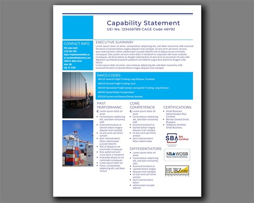 Editable Logistics Capability Statement Template: Government Marketing (canva) - Etsy