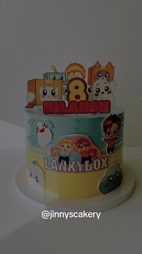 Colorful Lankybox Theme Cake for a Fun 8th Birthday Celebration
