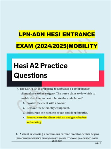 Hesi A2 Practice Questions #nursing #hesiexams #hesirnmentalhealth #hesirnexam