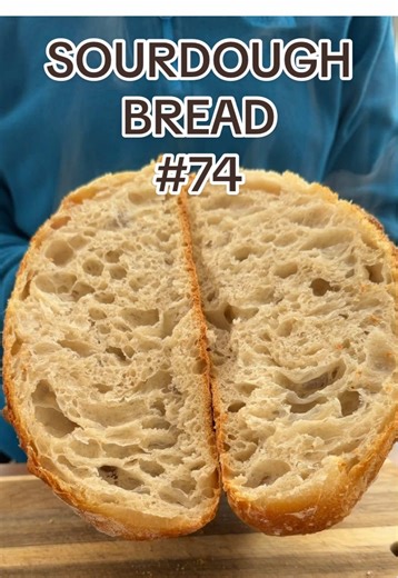 My 74th sourdough bread 🥰 so sticky, not sure why 😭 but still pretty and tasty 😋 #sourdough #asmrbaking #sourdoughbread #artisanbread #sourdoughscoring