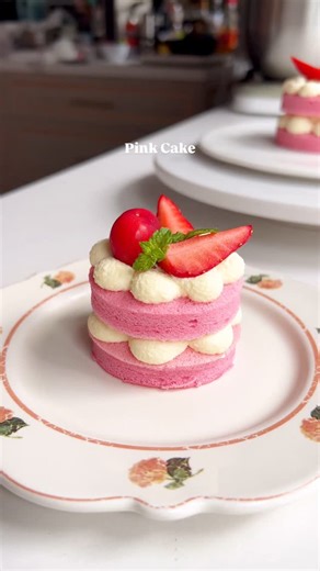 U-Taste Kitchen | Pink Cake. Recipe linked in my bio. #pinkcake #cake #chiffoncake #baking #pink #dessert #recipe #viral #viralvideos #viralreels #viralpost | Instagram