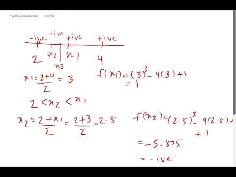 Solve x^3-9x+1=0 for the root between x=2 and x=4 using bisection method | Bisection Method Practice