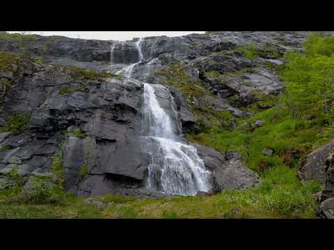 Real Waterfall Sounds in Lofoten, Norway 🇳🇴 | 4K Nature Ambience for Relaxation & Sleep