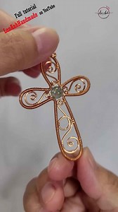 Cross pendant - Free tutorial video link above the title #shortsvideo #wireworks #jewelry