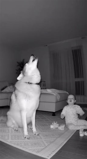 Baby Copies Pet Wolf’s Howl… Cutest CCTV Moment Ever! 🐺👶📹✨