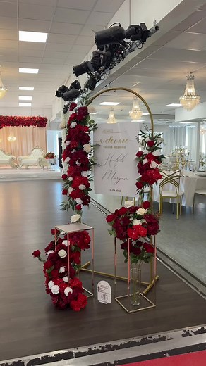 Stylish Red and White Welcome Sign for Events