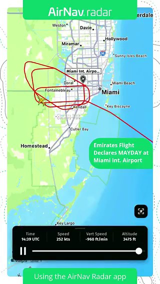 ⚠️ Emirates flight #EK213 from Dubai to Miami declared MAYDAY after encountering multiple complications during its arrival into Miami International Airport. Via @thenewarea51 The Boeing 777-300ER was initially approaching runway 09 at MIA when severe thunderstorms, low visibility, and wind shear forced the crew to perform a go-around. The flight then requested a diversion to Fort Lauderdale due to fuel concerns.According to ATC audio, controllers advised that weather conditions were improving fo