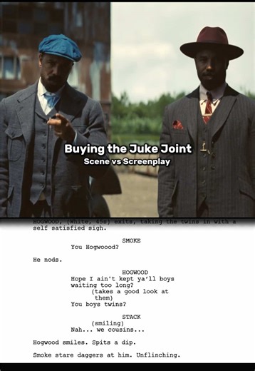 The Smokestack twins buying the juke joint in Sinners. Hogwood shows exactly who he is and they never flinch. Scene vs Screenplay 😮‍💨🎬 #sinners #screenplay #moviescene #cinema #acting