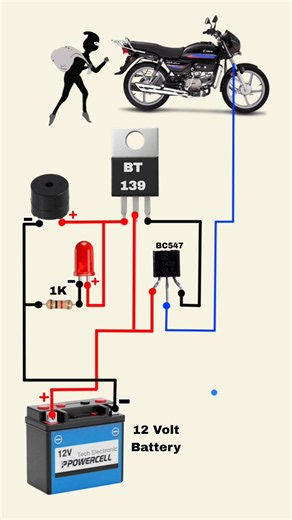 Bike Security Alarm Activated by Touch 🚨 #shorts #viralvideo #electronics #circuitdiagram