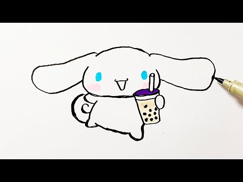 How to Draw Cinnamoroll with Bubble Tea