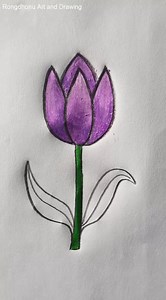 Tulip 🌷🌷 flower drawing #shorts #reels 🌷🌷🌷 #artist #artwork #art #draw | Rongdhonu Art and Drawing