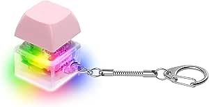 Keyboard Fidget Toys for Adults Keyboard Clicker with LED Light Keychain Fidget Sensory Fun Toys for Anxiety Decompression (Pink, 1P)