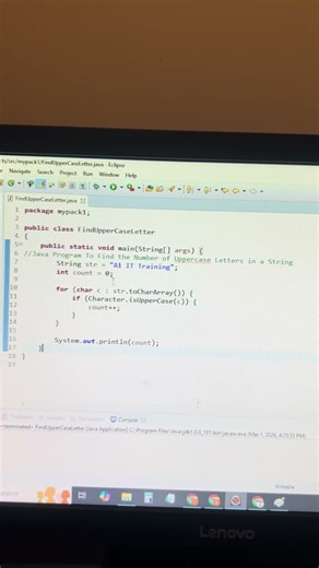 Java Program To Find the Number of Uppercase Letters in a String | Java Interview Question #java