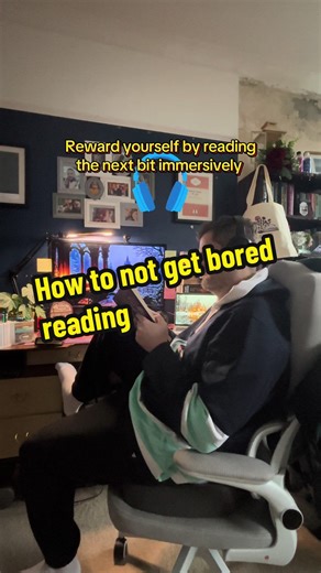 The ultimate reading hack. This seems to be a hot topic on BookTok at the moment. Life is busy, our brains are all different shapes, but keeping an audiobook handy and switching into immersive reading when I’ve sorted out my restlessness works wonders for me. #immersivereading #audiobooks #booktips #bookhacks