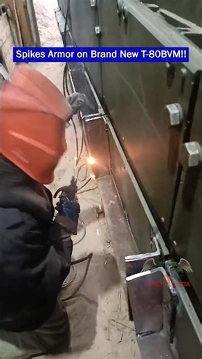 Brand-New T-80BVM Upgraded With "Hedgehog" Armor by Russian Soldiers