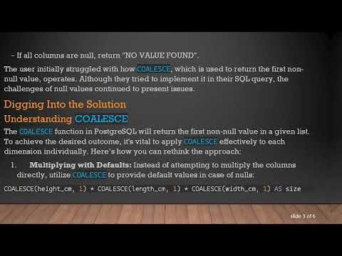 Understanding COALESCE in PostgreSQL: A Guide to Handling Null Values