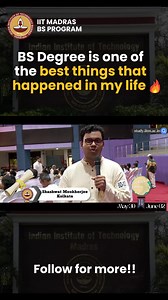 7.7K views · 48 reactions | BS Degree is one of the best things that happened in my life !! Watch this now.. Shashwat is a BS degree level student from Kolkata. He shares his experience of enrolling in the BS degree program at IIT Madras, and how it has impacted him. #iit #datascience #iitmadras #students #studentsuccess #education #degree #dataanalytics | IIT Madras BS Degree Programme | Facebook