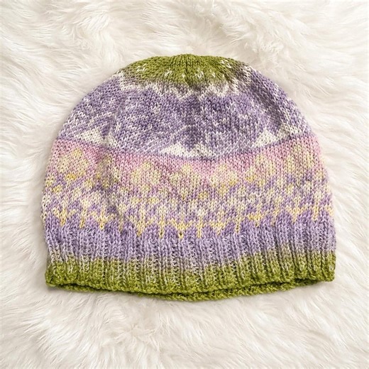 Hand Knit Cotton Beanie – Sunrise Floral Pattern, Lightweight, Size: Sm-med, All-season Cap - Etsy