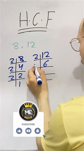 Find The HCF | Of 8 and 12 | By Prime Factors Method | Find The HCF | #maths #education #ytshorts