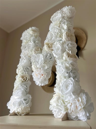 Floral Letters White Wedding Flowers Freestanding Decorations Wedding Bridal Shower Initials Florals - Etsy
