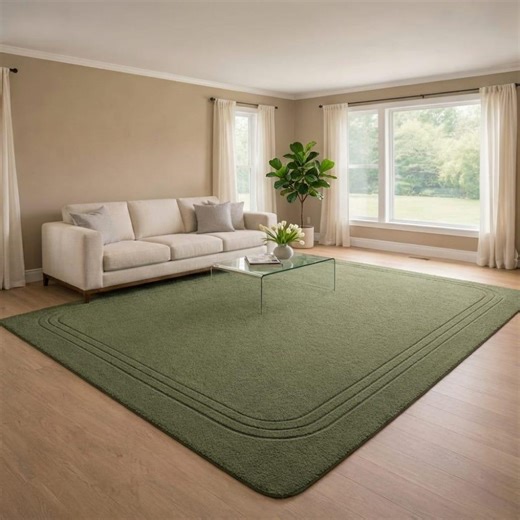 Olive Green Wool Area Rug, Minimalist Solid Color Rug, Handmade Plush Modern Living Room Carpet, Soft Designer Floor Rugs - Etsy