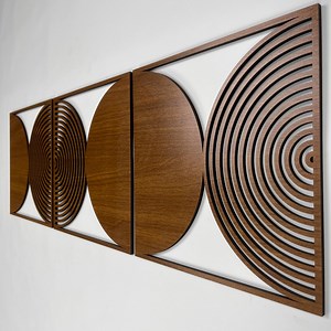 Geometric Wood Wall Art Large, Mid-century Modern Wall Decor, Circular Panels for Bedroom or Living Room, Rustic Boho Wood Wall Accent #59 - Etsy