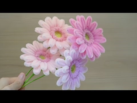 DIY Gerbera Flowers | how to make gerbera flowers easily using pipe cleaners | fuzzy stick flower