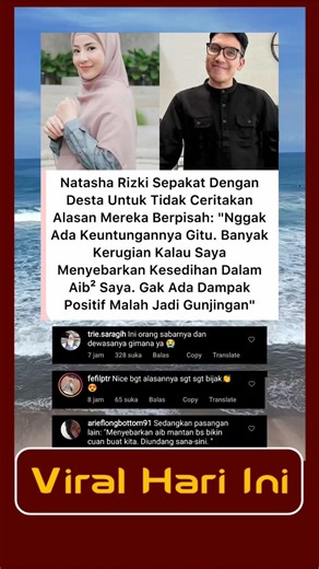 Natasha Rizki sepakat dengan Desta untuk tidak menceritakan alasan mereka berpisah