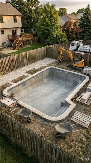 Backyard Swimming Pool Construction | Dream Backyard Transformation #shorts