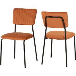 Seconique Sheldon Chair Set of 4 in Burnt Orange Velvet Fabric