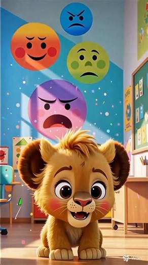 Lion Cub Explaining Emotions 😄😢😡😲 #laughloopanimation #funnyanimals