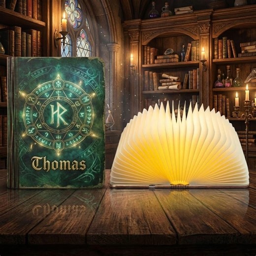 Fantasy Magic Book Lamp, Personalized Enchanted Book Night Light, Custom Name Arcane Reading Lamp, Mystical Library Decor - Etsy