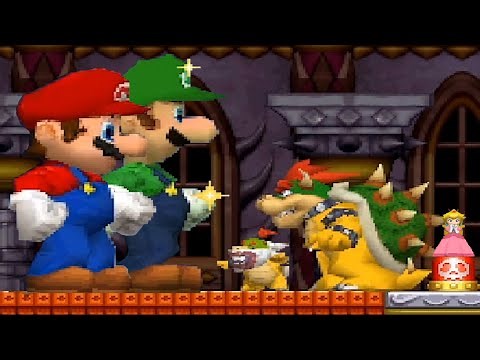 New Super Mario Bros. DS - All Bosses (2 Player)