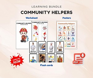 Community Helpers Learning Bundle: Flashcards, Poster & Worksheets (PDF Download - Etsy