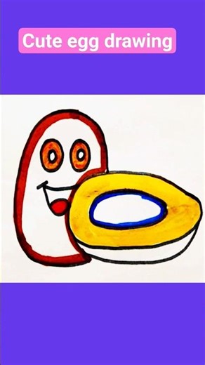 Cute and simple drawing of Egg, easy drawing tutorial for beginners with colors