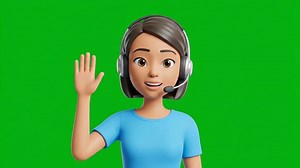 Download Animated Customer Service Agent Explaining on Green Screen for free