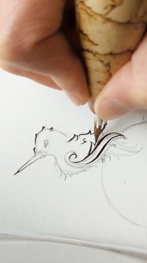 11K views · 275 reactions | Have you ever been scrutinized by a hummingbird? I think they know the ways of the moon and stars and think we should strive to be more like them. #fairytale #fairytalevibes #whimsical #storybook #Fantastical #hummingbird #dippen #penandink #calming | Oak Ring Art | Facebook