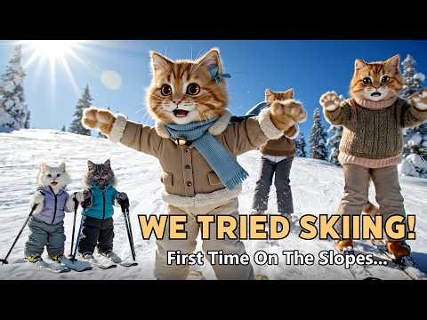 Mello the Cat Goes Skiing with Family and Friends… And Learns It’s Okay to Fall ❄️🐾